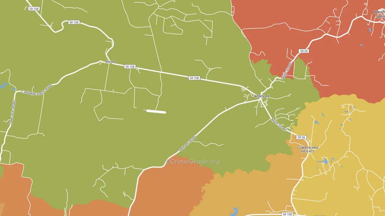 Altamont, TN Map of Robbery Rates