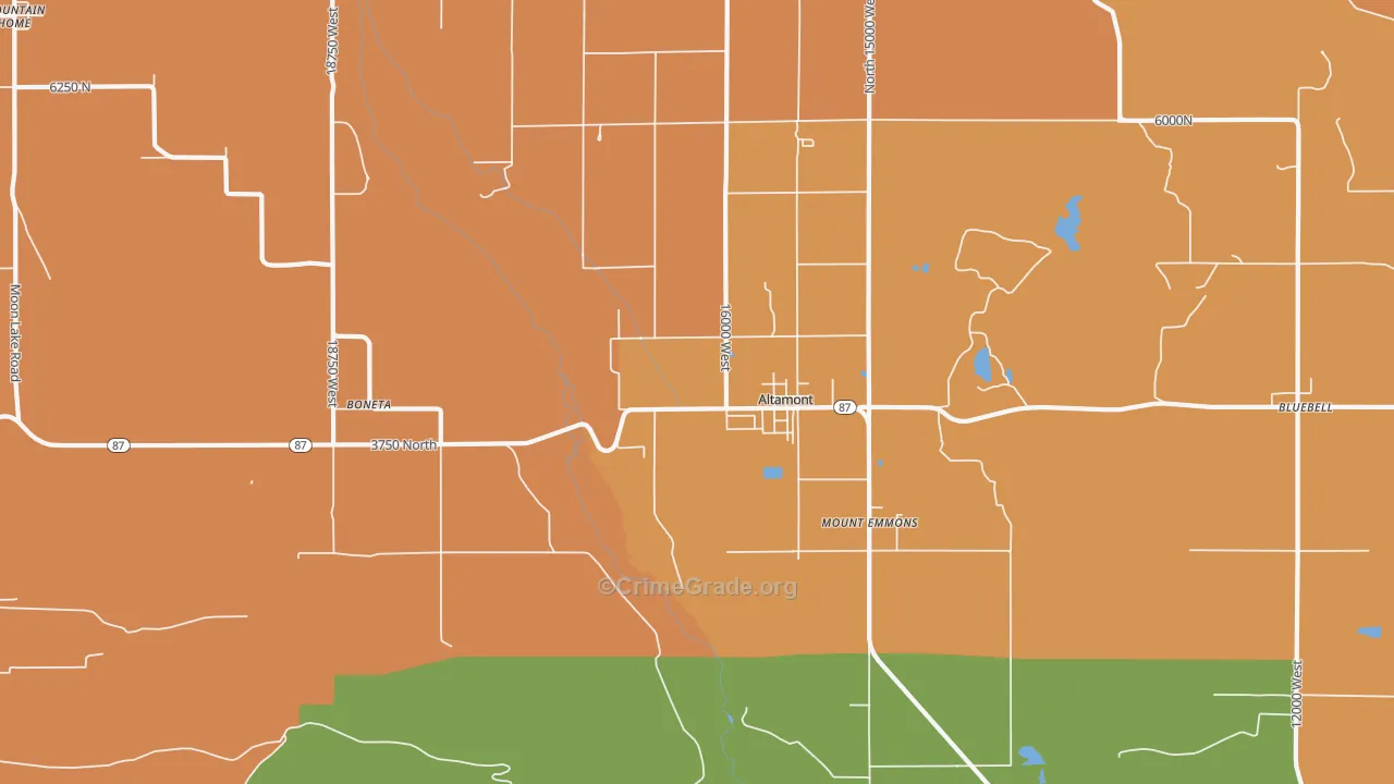 Altamont, UT Map of Robbery Rates