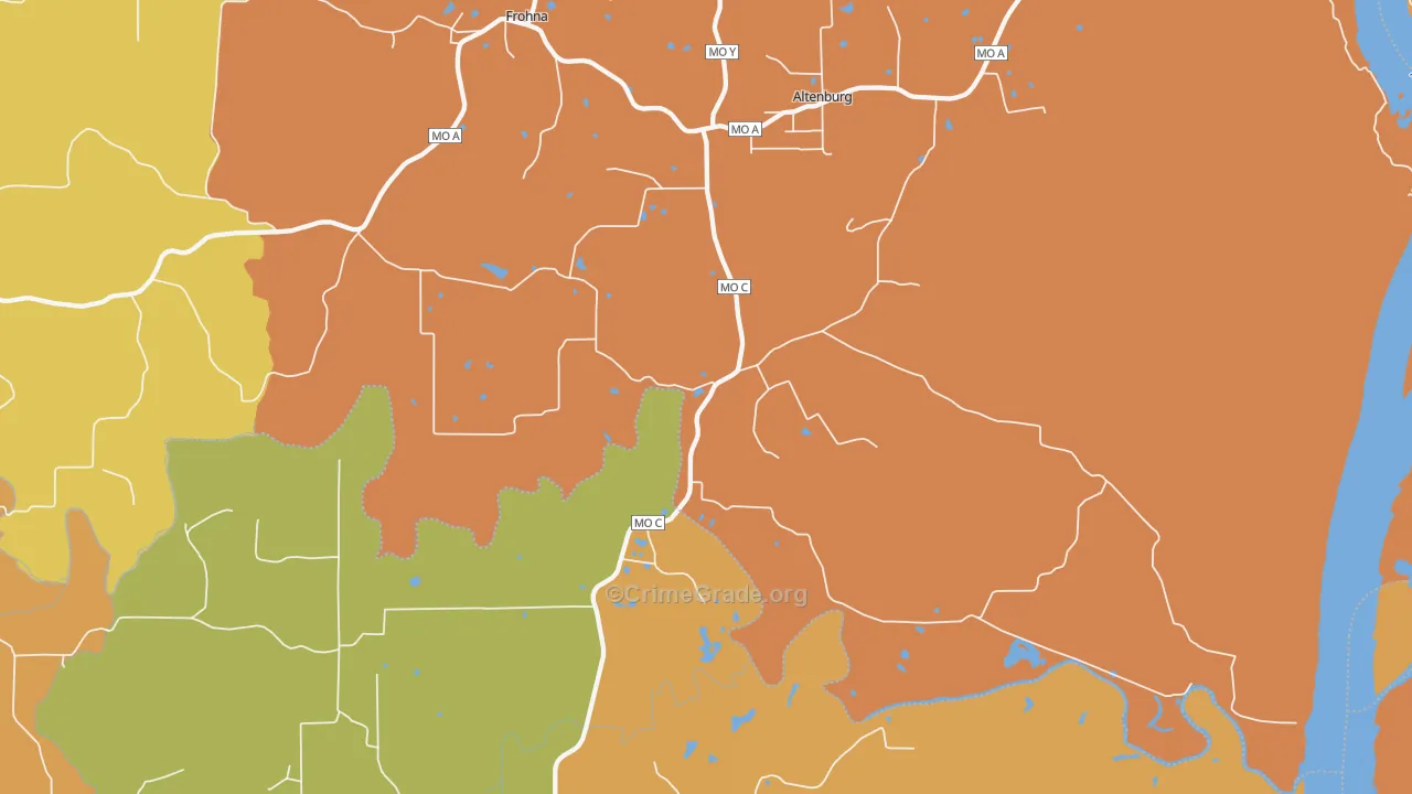 Altenburg, MO Map of Robbery Rates