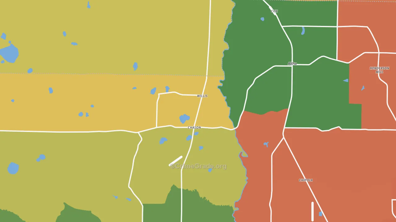 Altha, FL Map of Robbery Rates