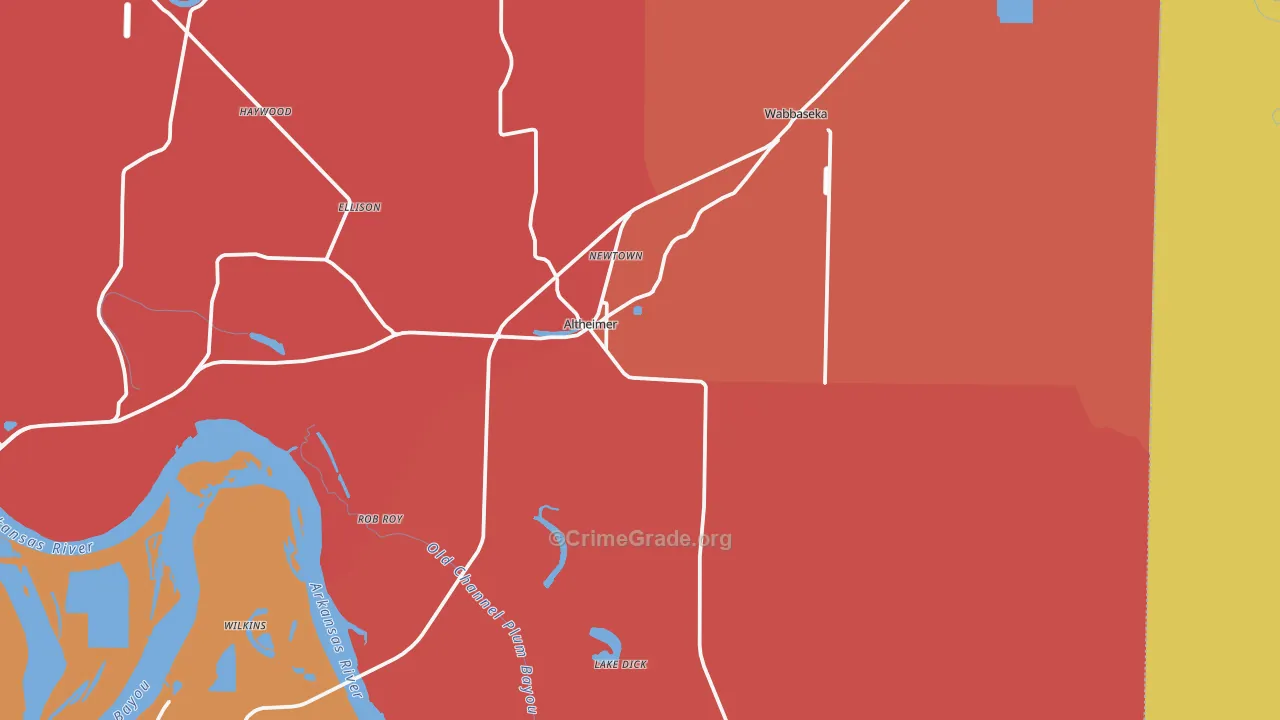 Altheimer, AR Map of Robbery Rates