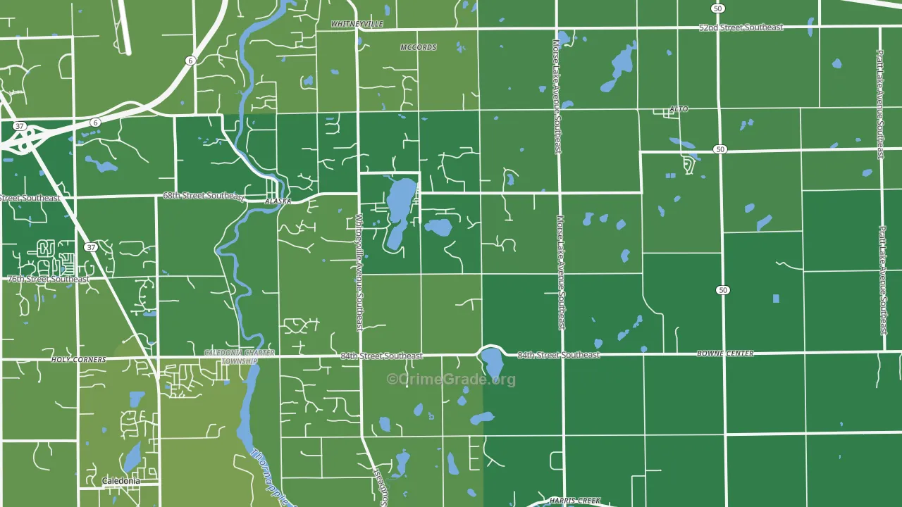 Alto, MI Map of Robbery Rates