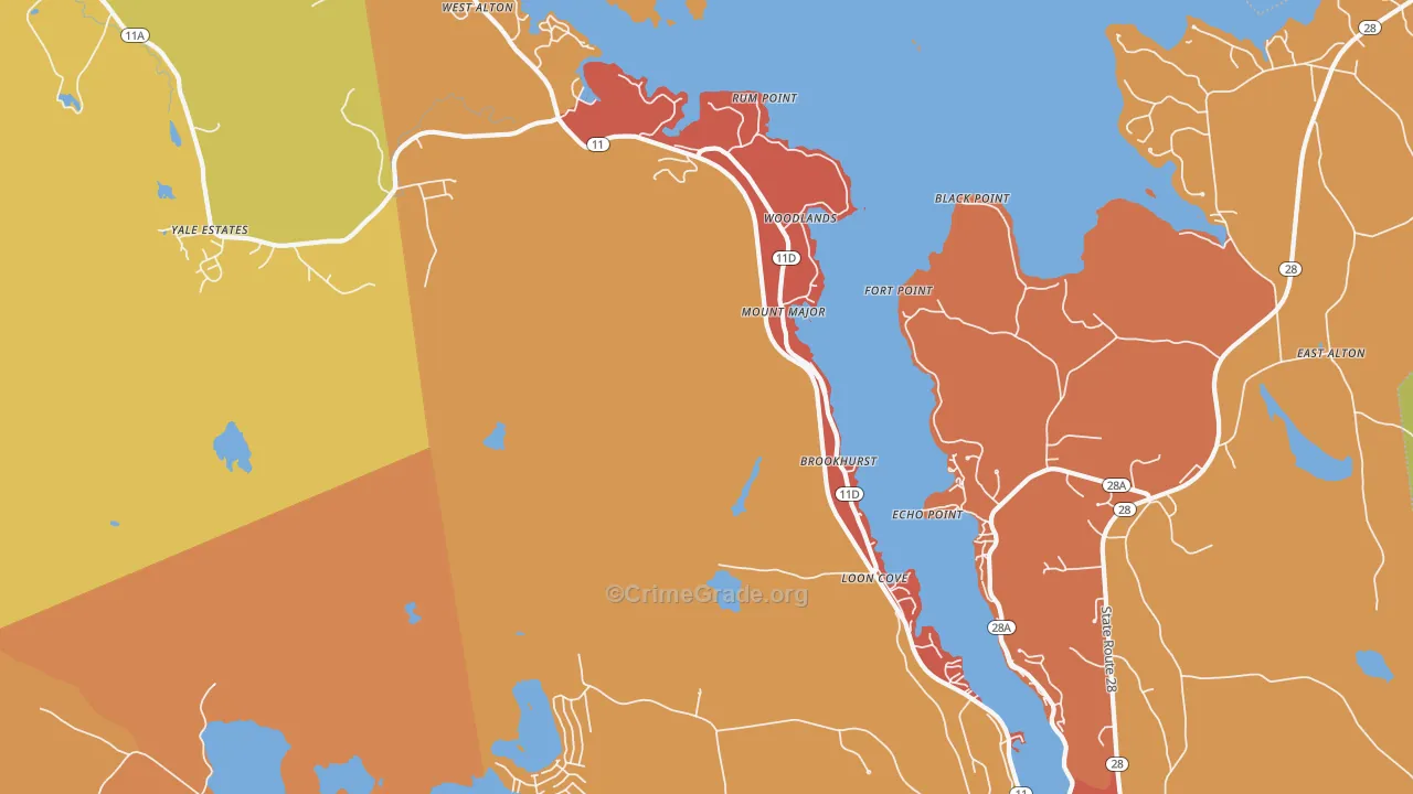 Alton Bay, NH Map of Robbery Rates