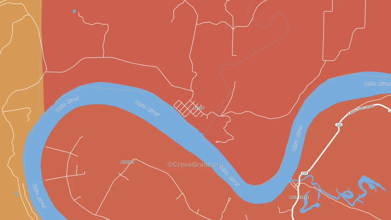 Alton, IN Map of Robbery Rates