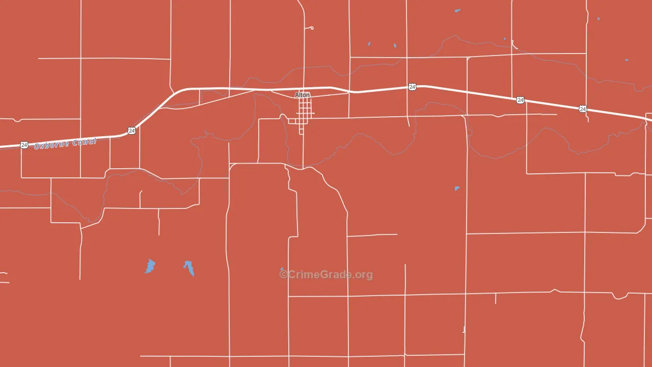 Alton, KS Map of Robbery Rates