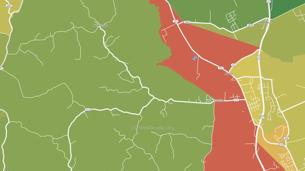 Alton Station, KY Map of Robbery Rates