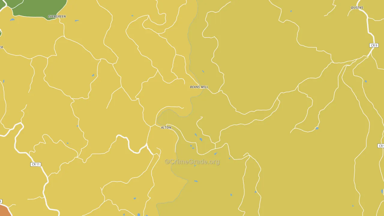 Alton, WV Map of Robbery Rates