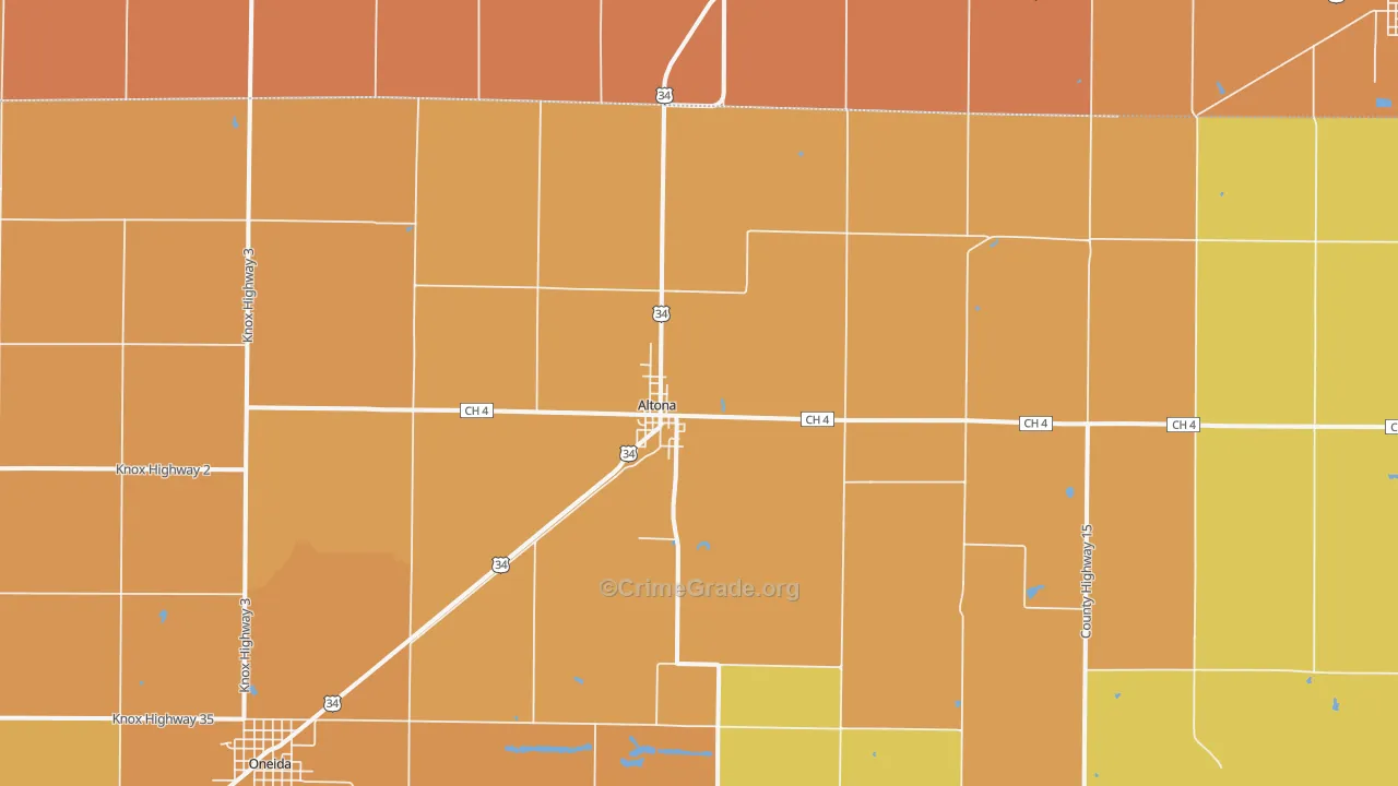 Altona, IL Map of Robbery Rates