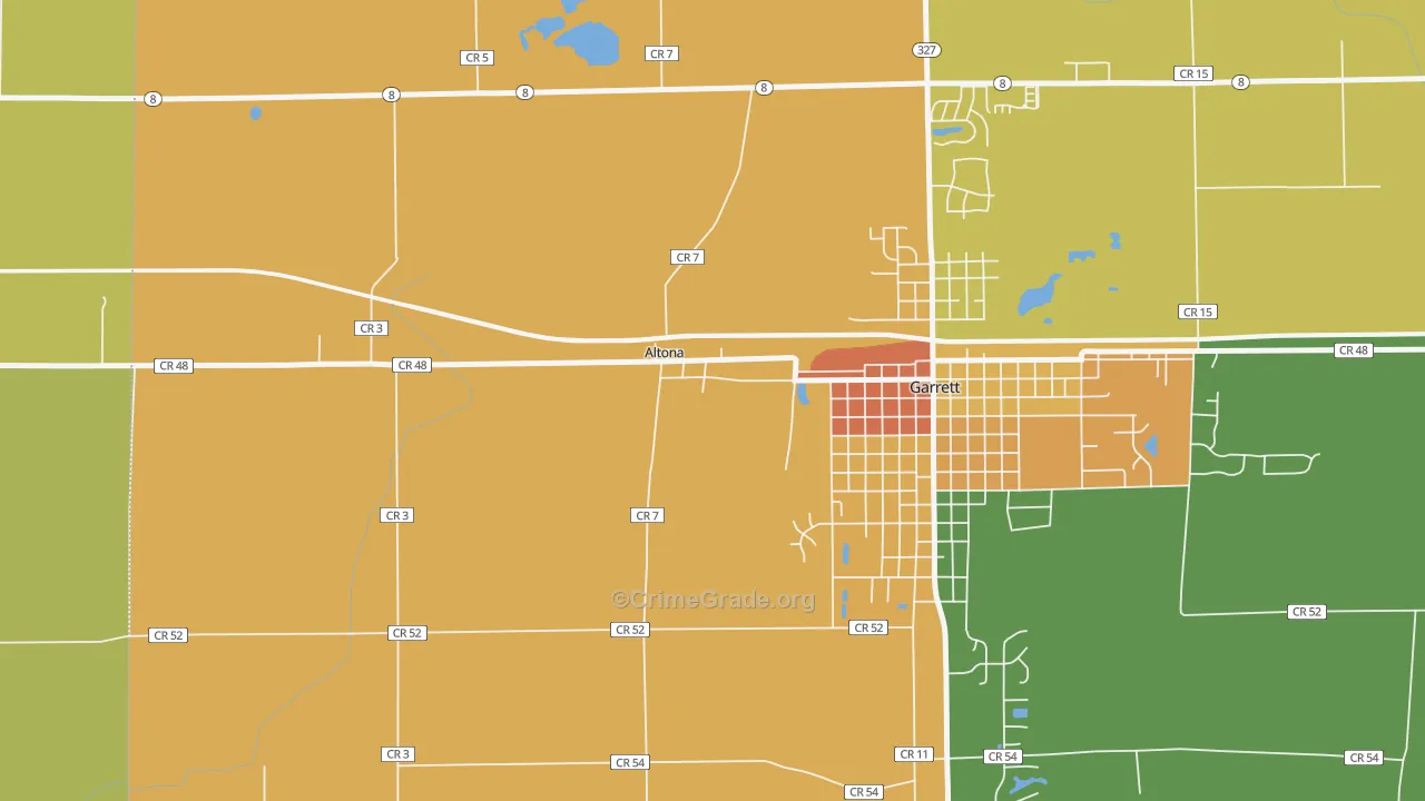 Altona, IN Map of Robbery Rates
