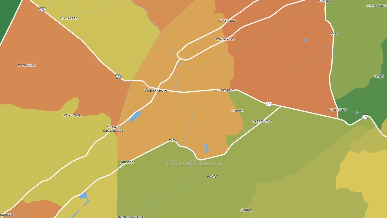 Altoona, AL Map of Robbery Rates