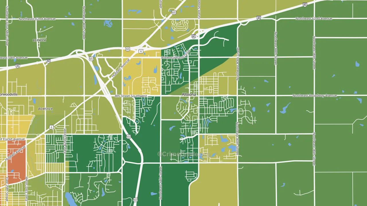 Altoona, IA Map of Robbery Rates