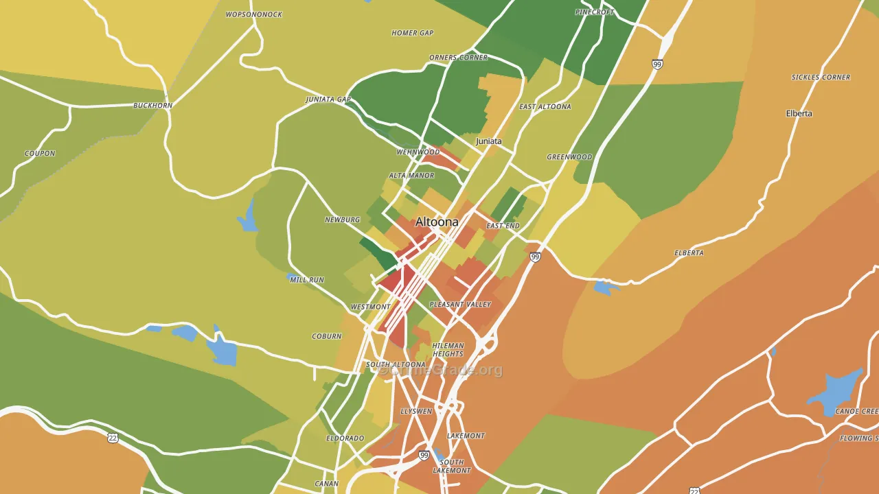 Altoona, PA Map of Robbery Rates