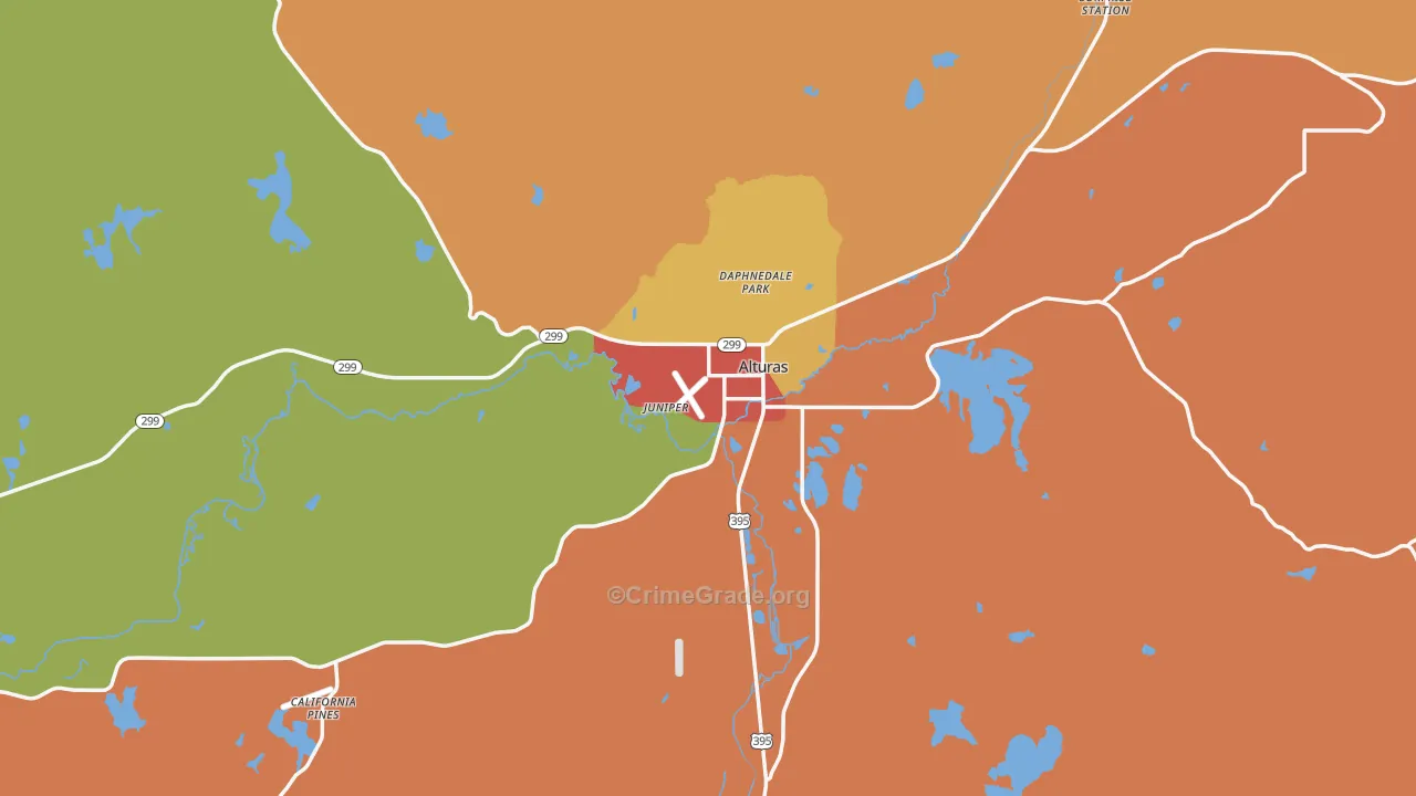 Alturas, CA Map of Robbery Rates