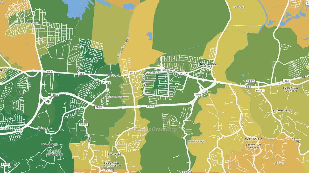 Alturas de Rio Grande, Rio Grande, PR Map of Robbery Rates