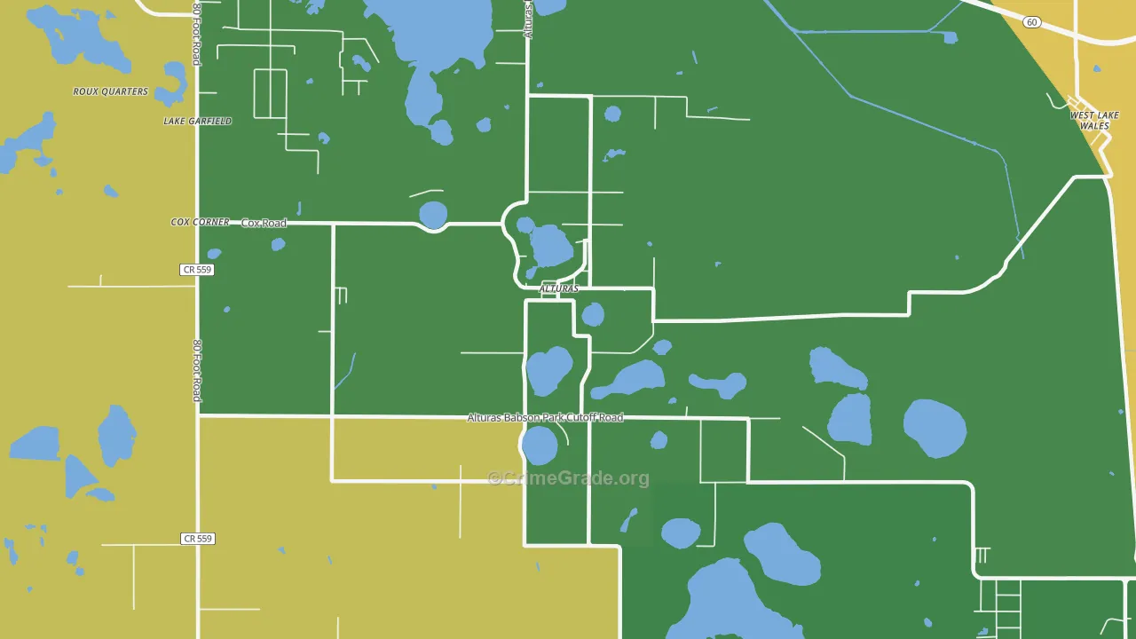 Alturas, FL Map of Robbery Rates