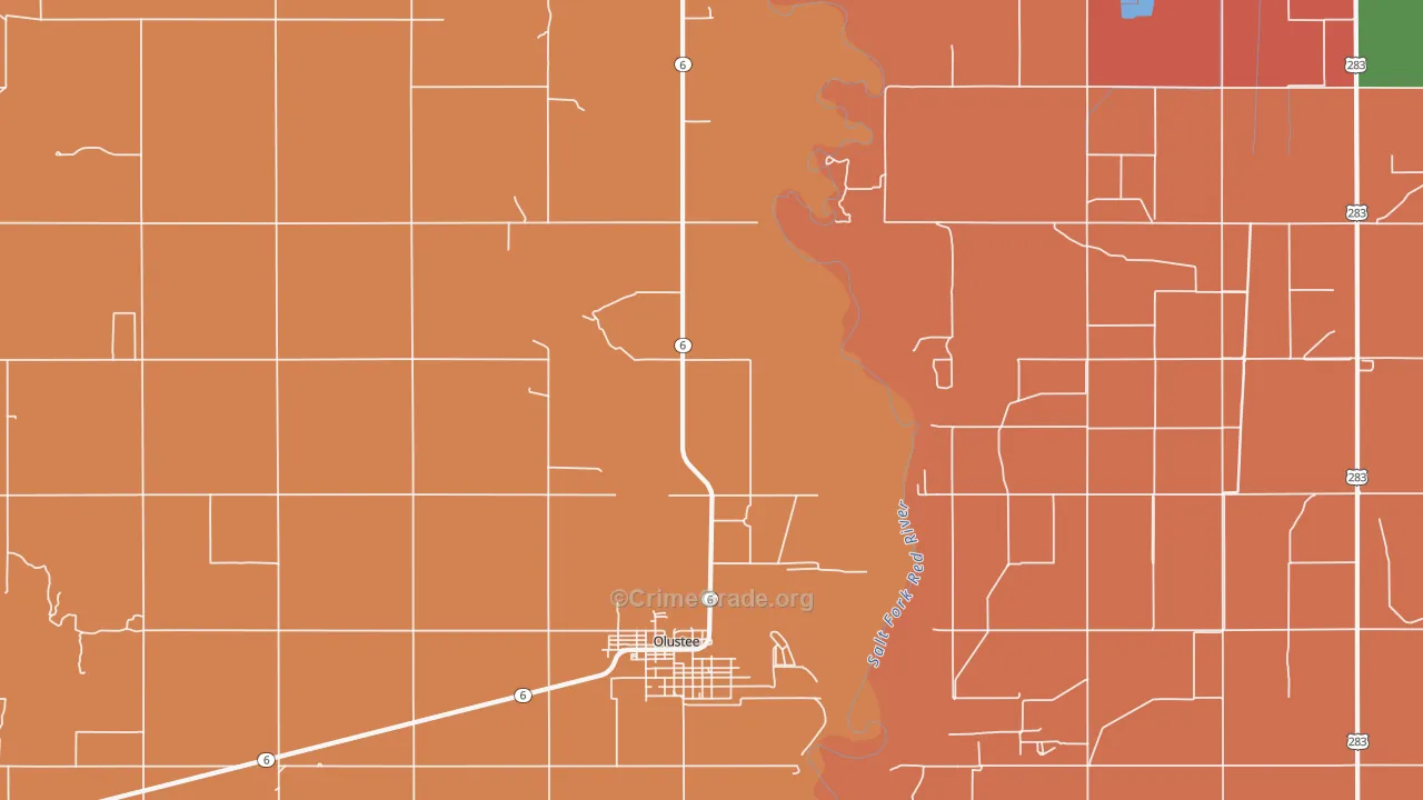 Altus Afb, OK Map of Robbery Rates