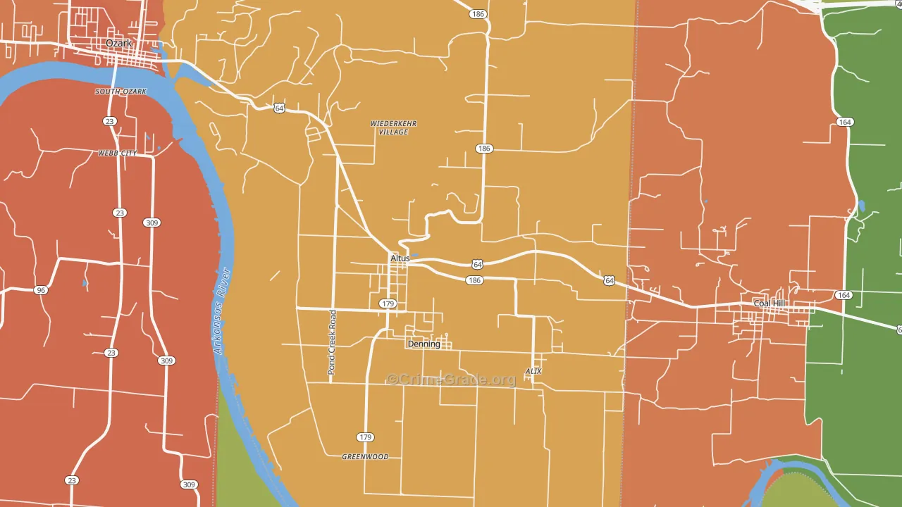 Altus, AR Map of Robbery Rates