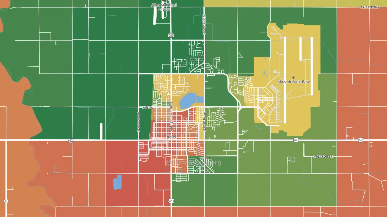 Altus, OK Map of Robbery Rates