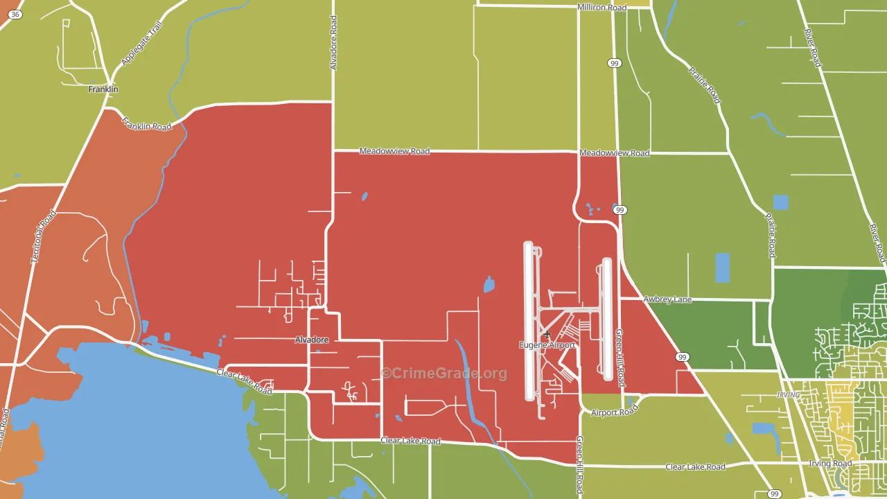 Alvadore, OR Map of Robbery Rates