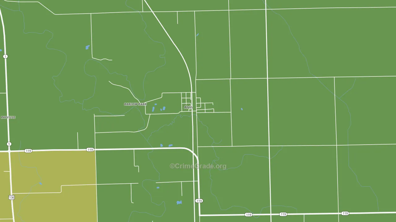 Alvan, IL Map of Robbery Rates