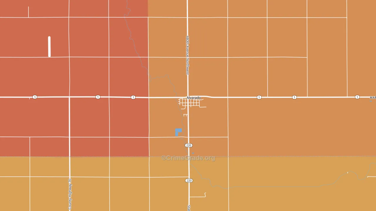 Alvarado, MN Map of Robbery Rates