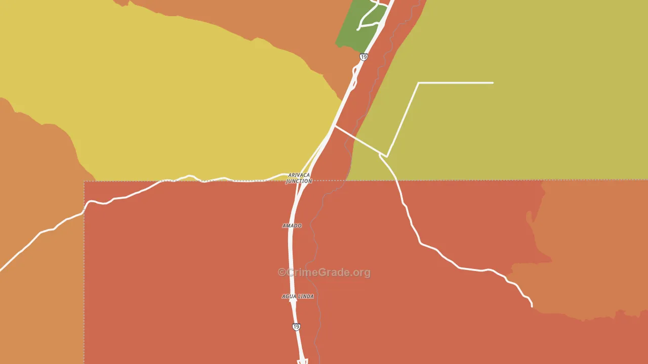 Amado, AZ Map of Robbery Rates