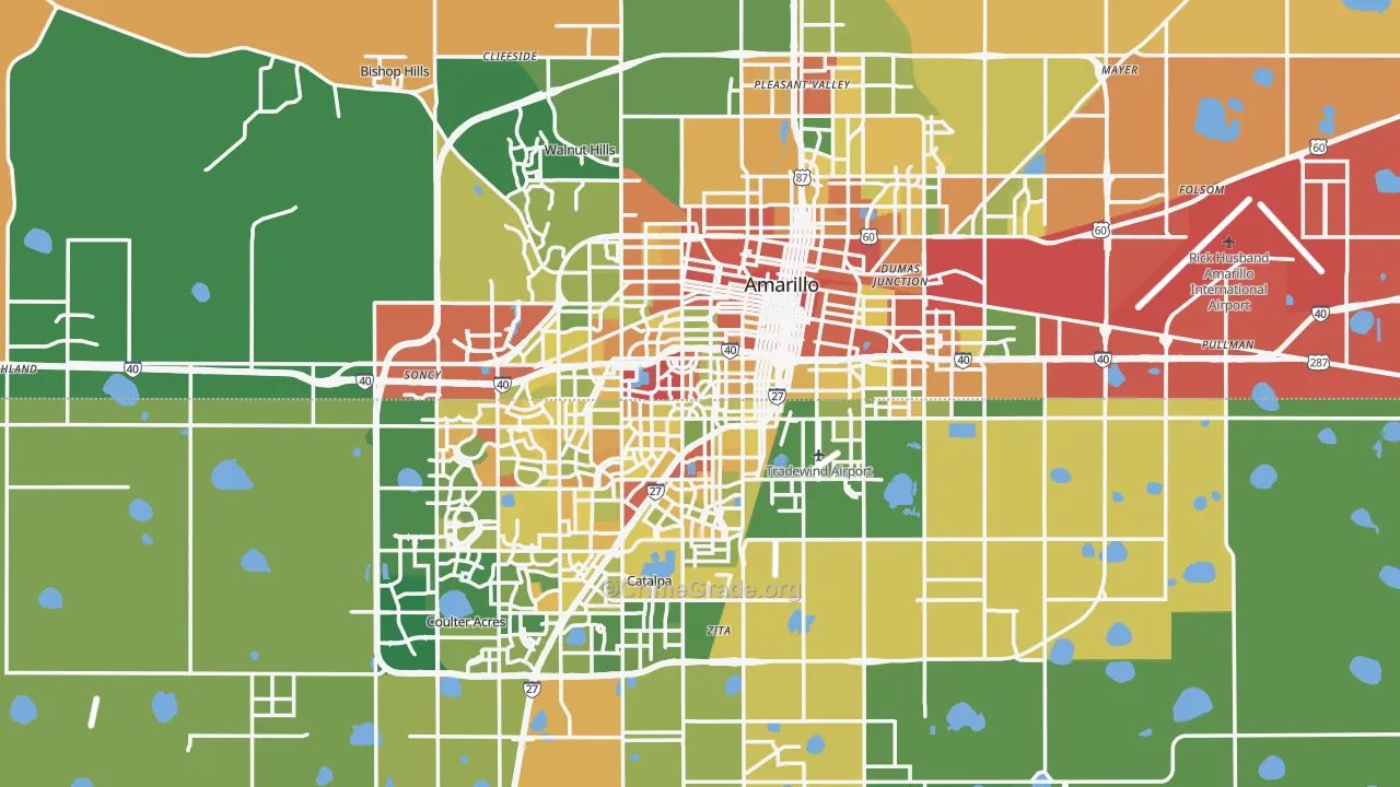 Amarillo, TX Map of Robbery Rates