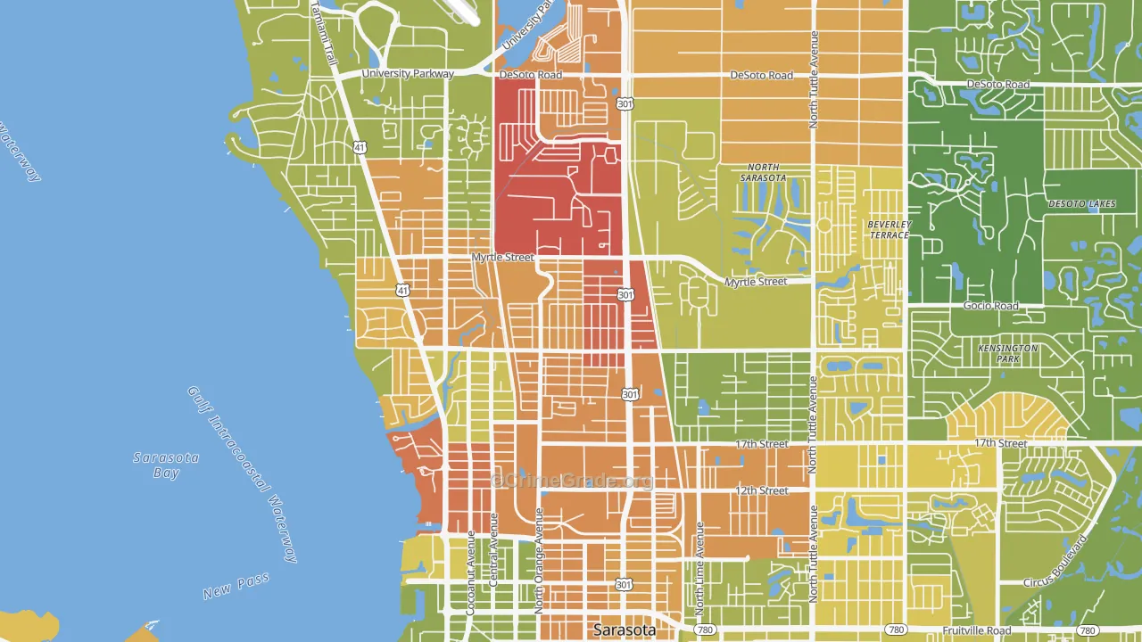 Amaryllis Park, Sarasota, FL Map of Robbery Rates