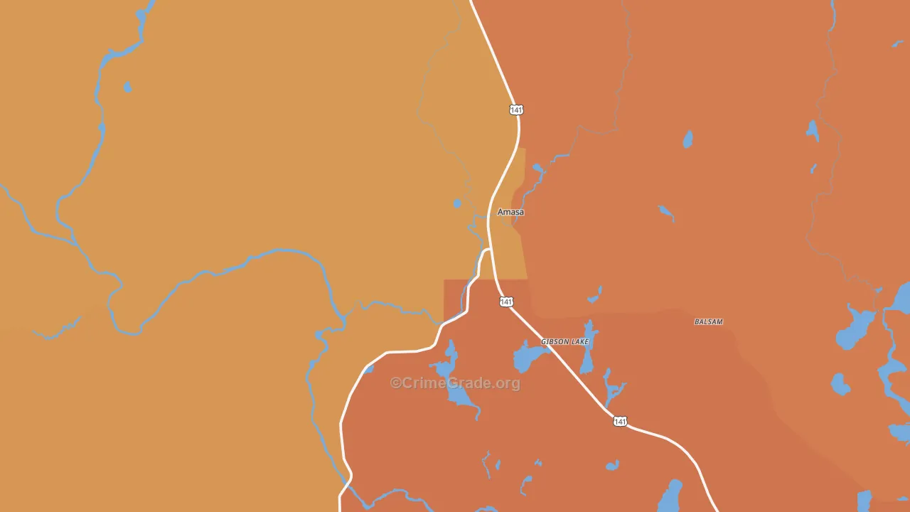 Amasa, MI Map of Robbery Rates