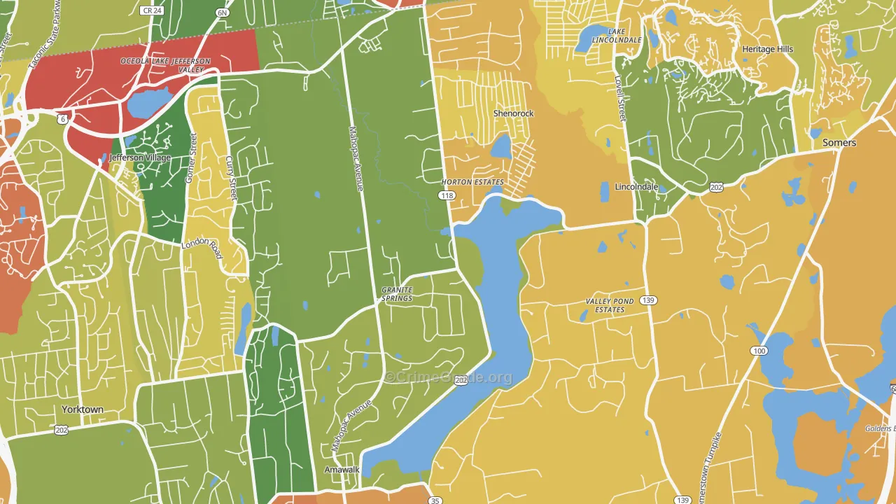 Amawalk, NY Map of Robbery Rates