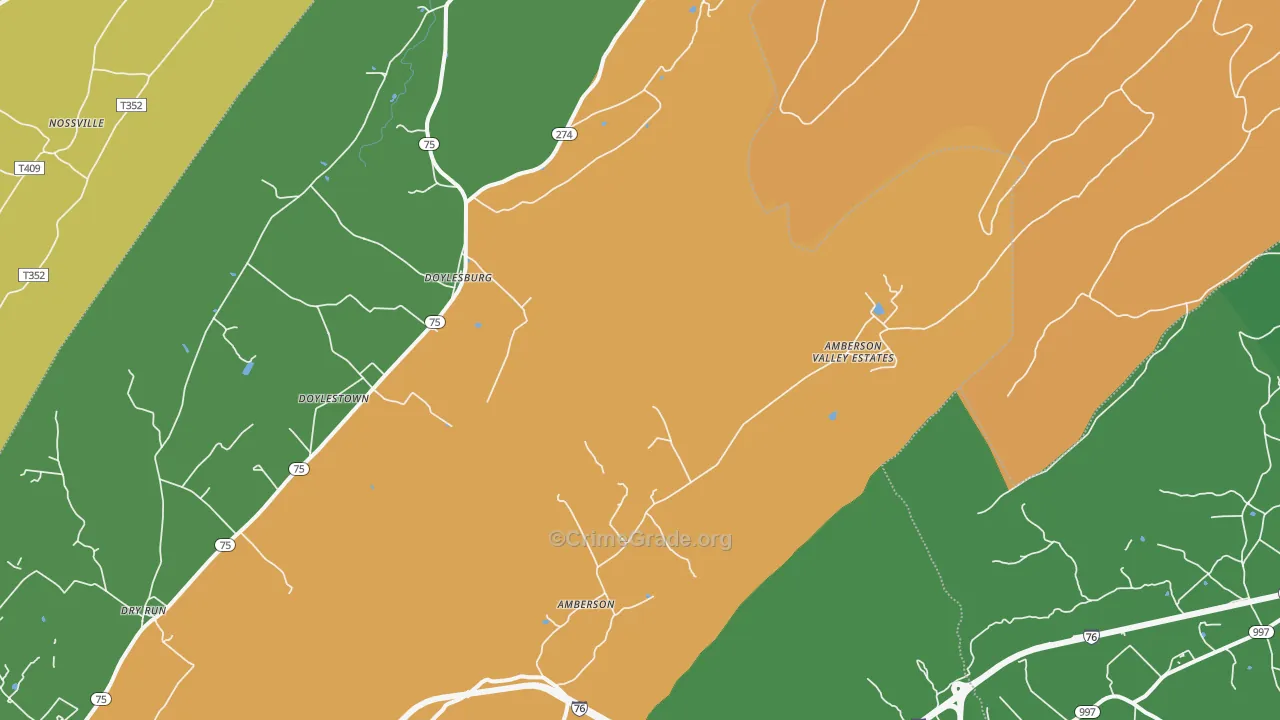 Amberson, PA Map of Robbery Rates