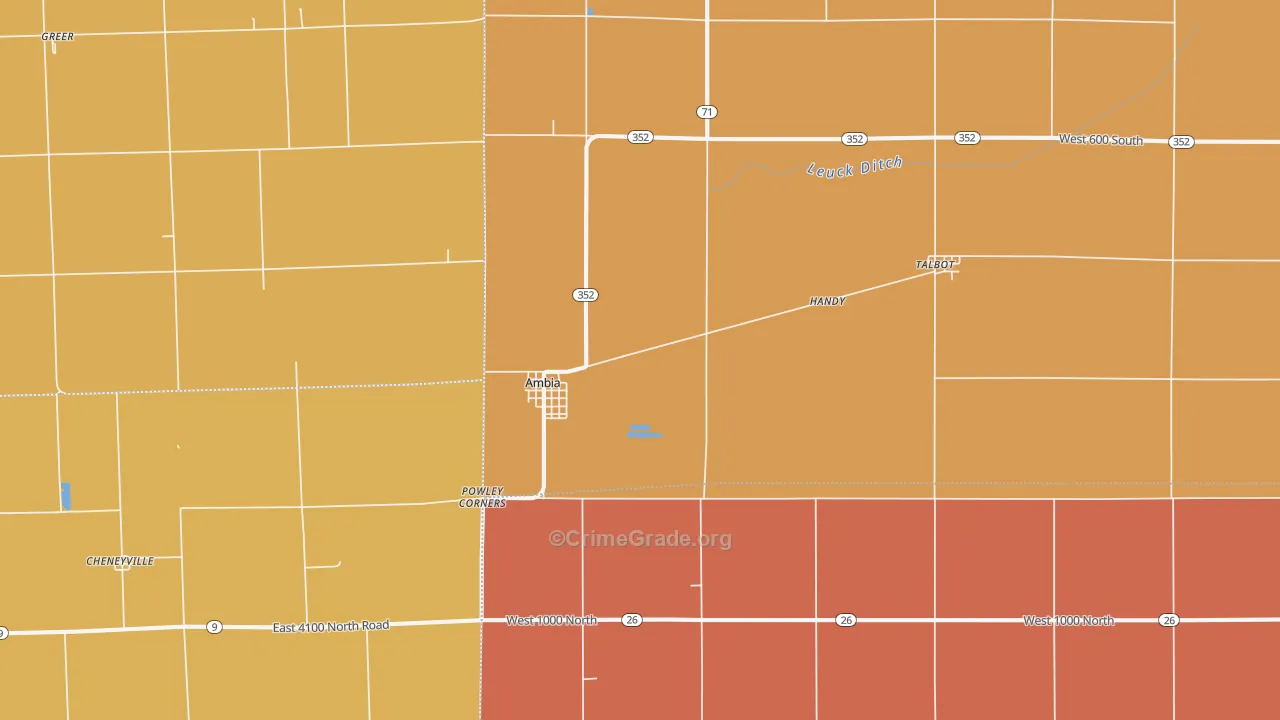Ambia, IN Map of Robbery Rates