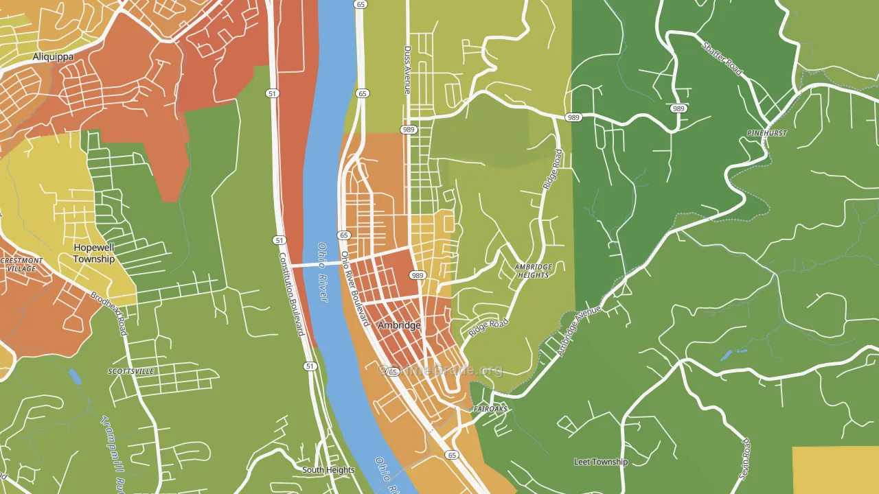 Ambridge, PA Map of Robbery Rates