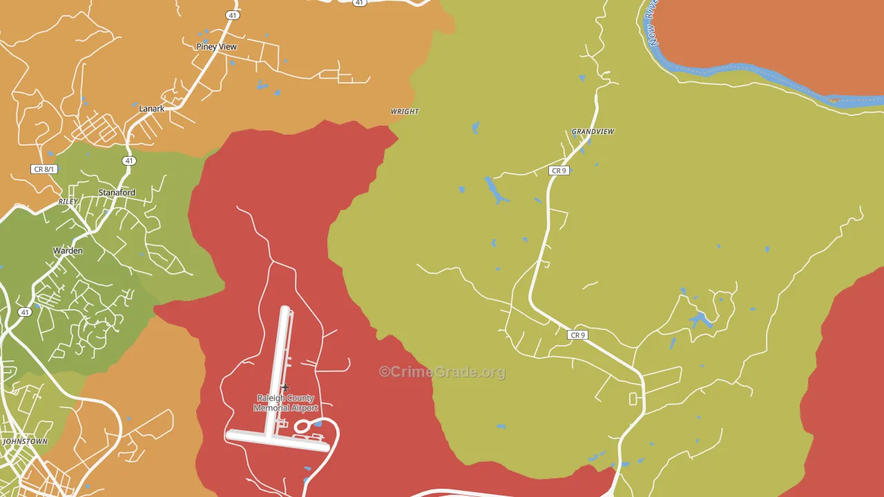 Ameagle, WV Map of Robbery Rates
