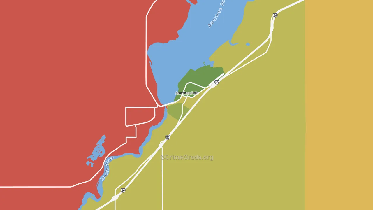 American Falls, ID Map of Robbery Rates