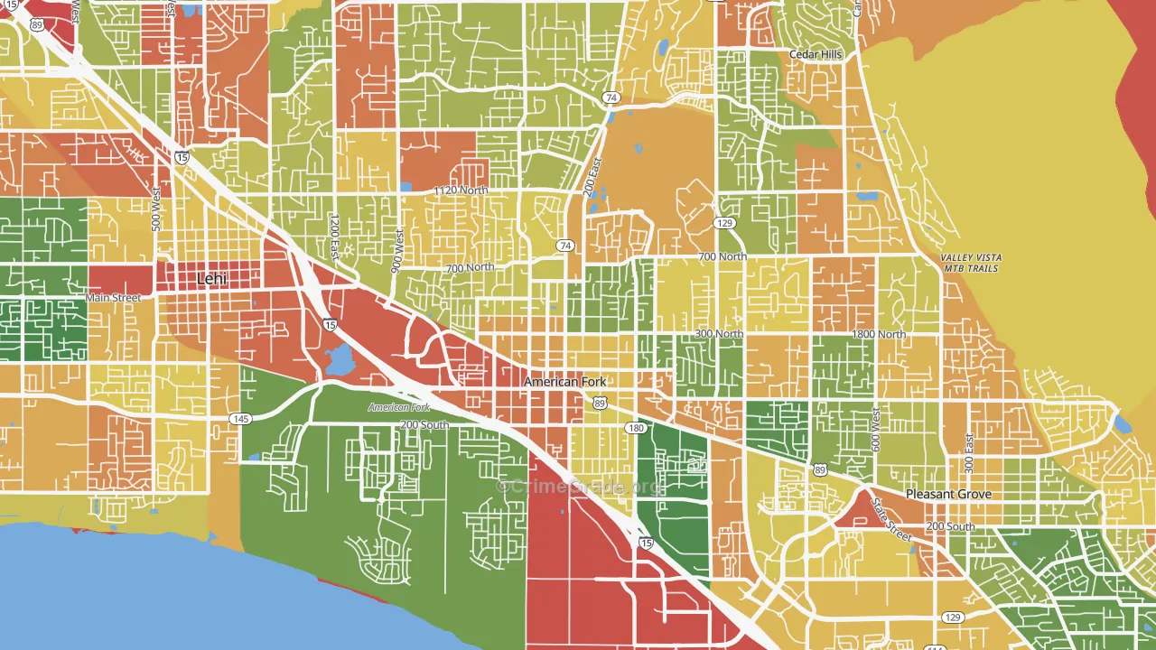 American Fork, UT Map of Robbery Rates