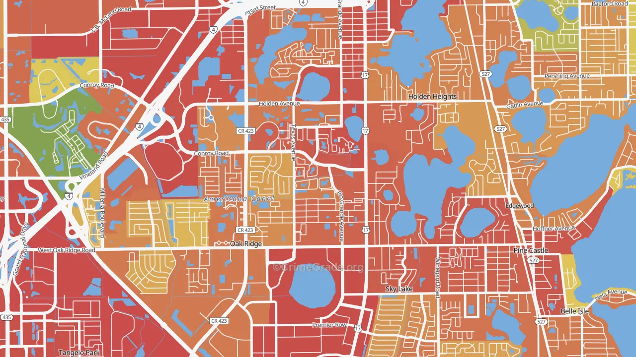 Americana, Oak Ridge, FL Map of Robbery Rates