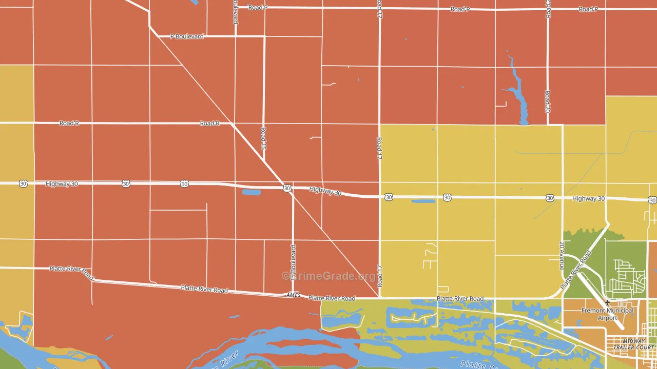 Ames, NE Map of Robbery Rates