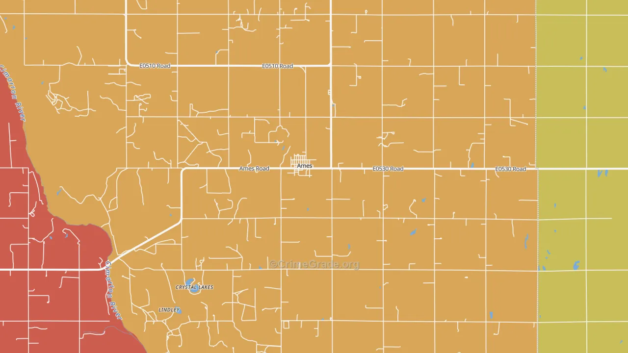 Ames, OK Map of Robbery Rates