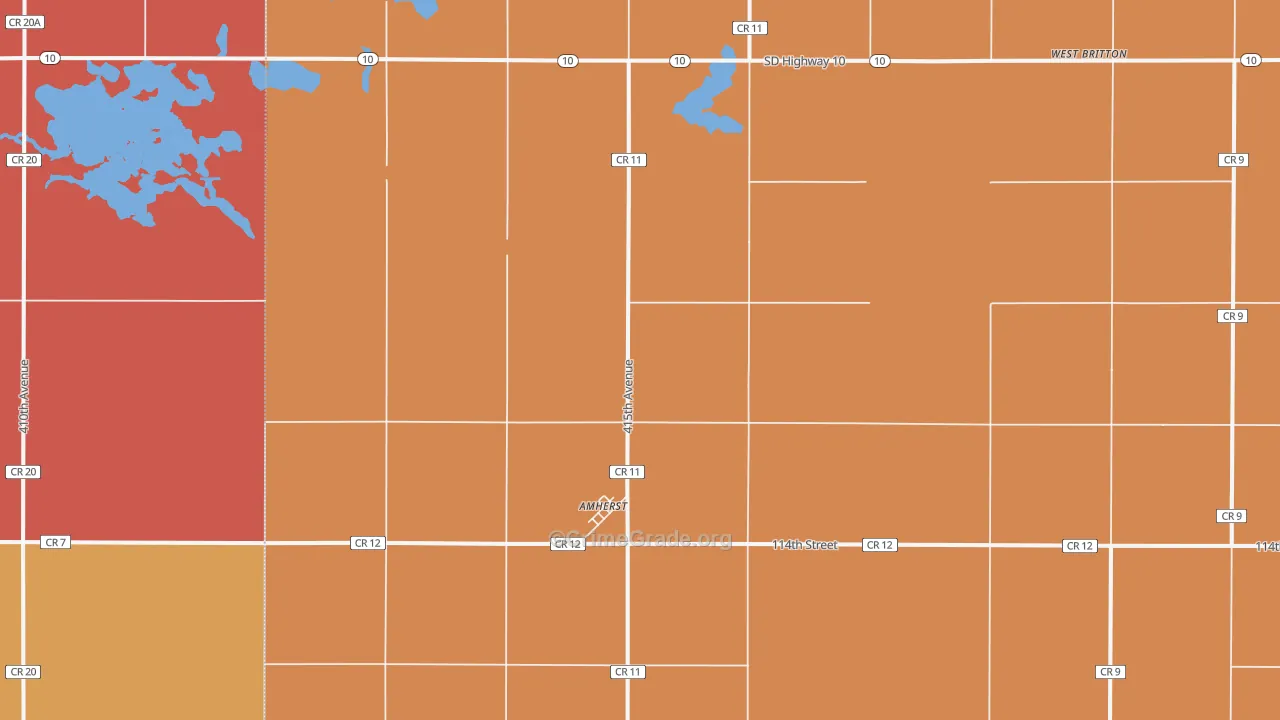 Amherst, SD Map of Robbery Rates