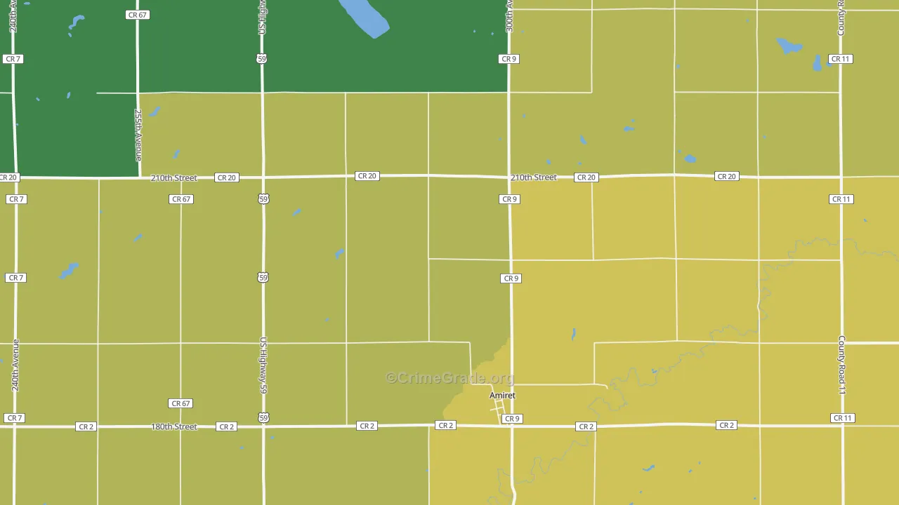 Amiret, MN Map of Robbery Rates