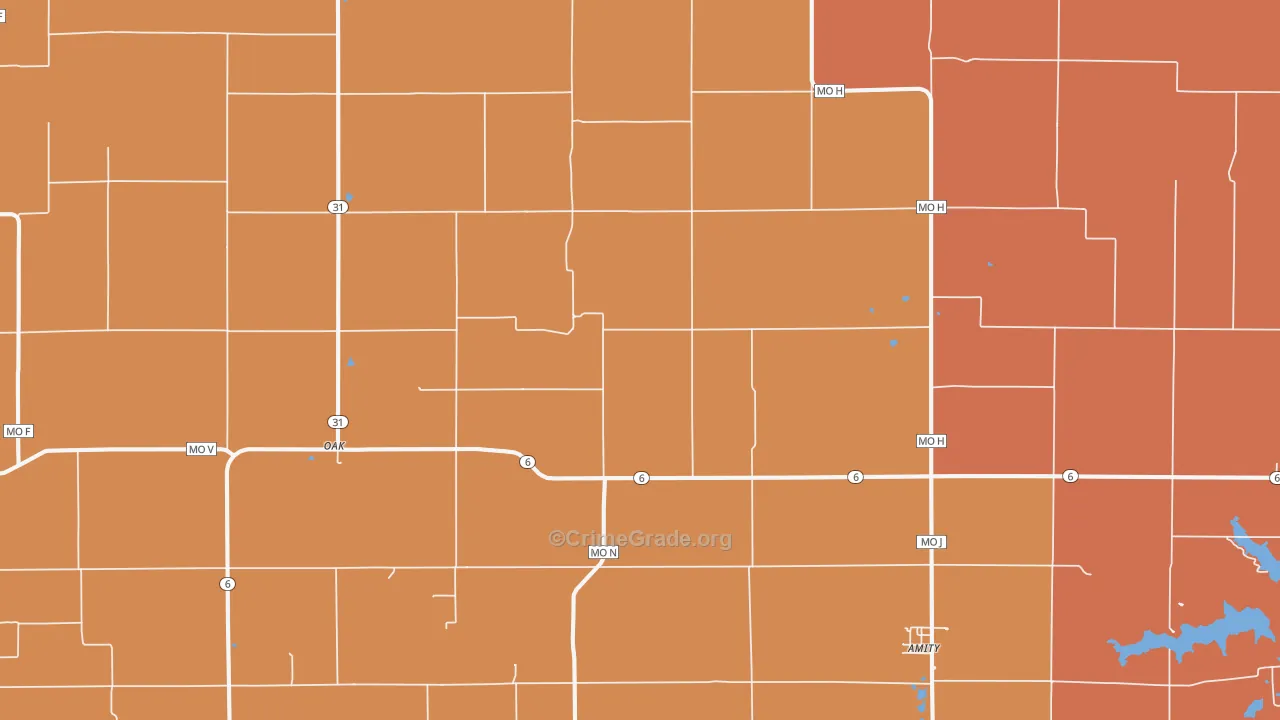 Amity, MO Map of Robbery Rates