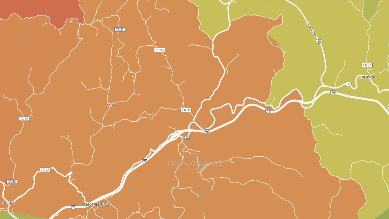 Amma, WV Map of Robbery Rates