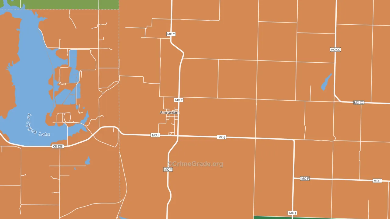 Amsterdam, MO Map of Robbery Rates