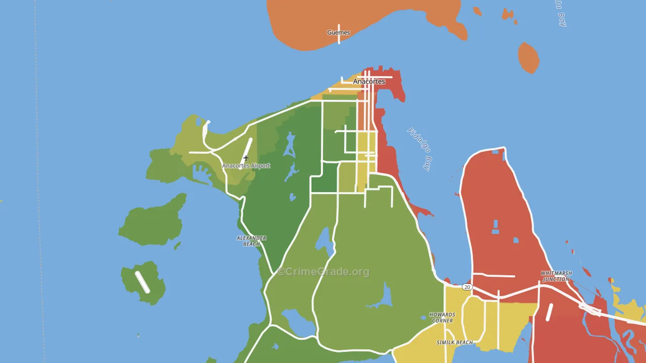 Anacortes, WA Map of Robbery Rates