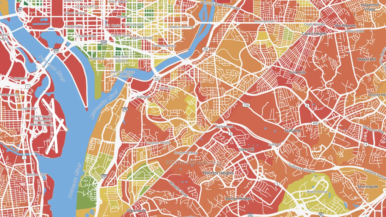 Anacostia, Washington, DC Map of Robbery Rates