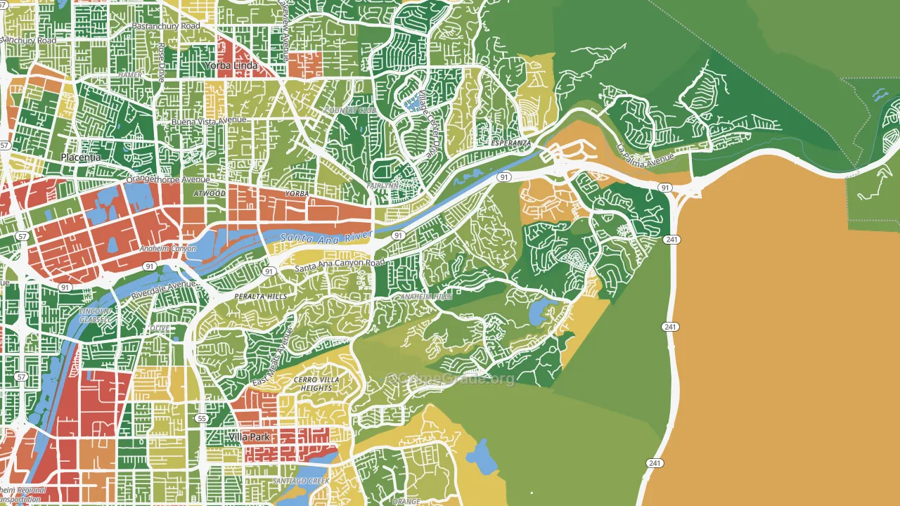 Anaheim Hills, Anaheim, CA Map of Robbery Rates