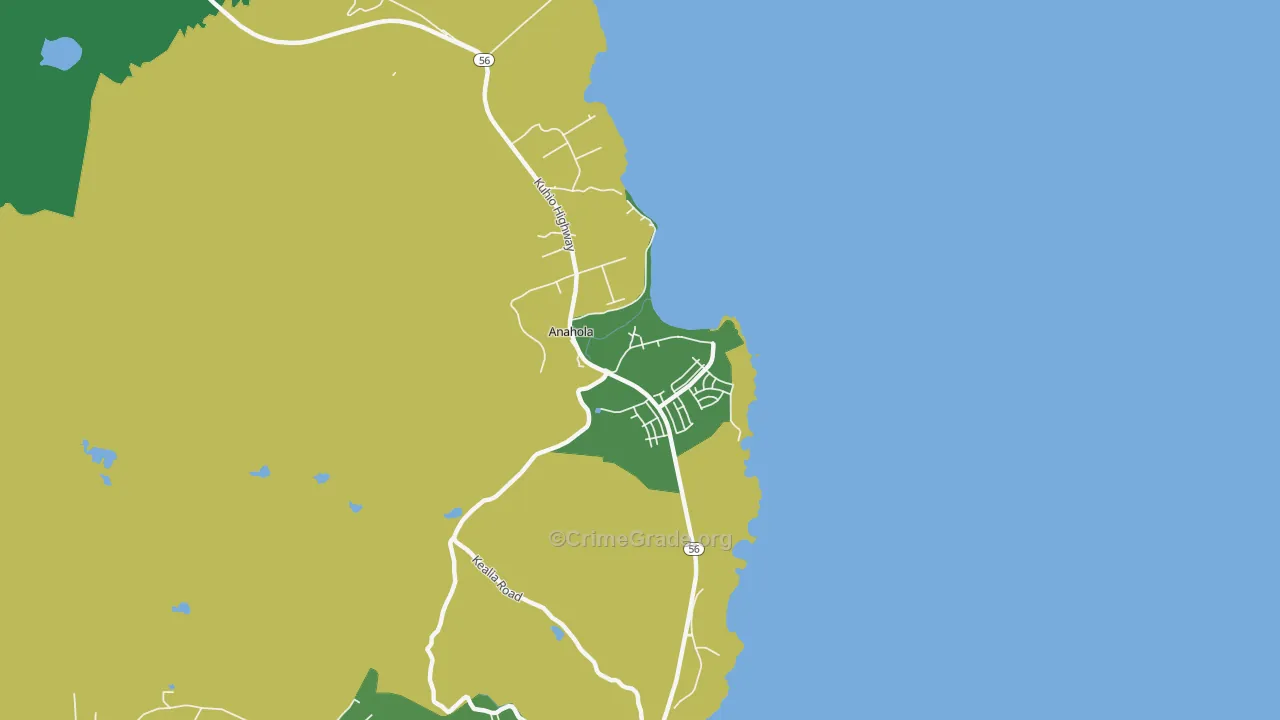 Anahola, HI Map of Robbery Rates