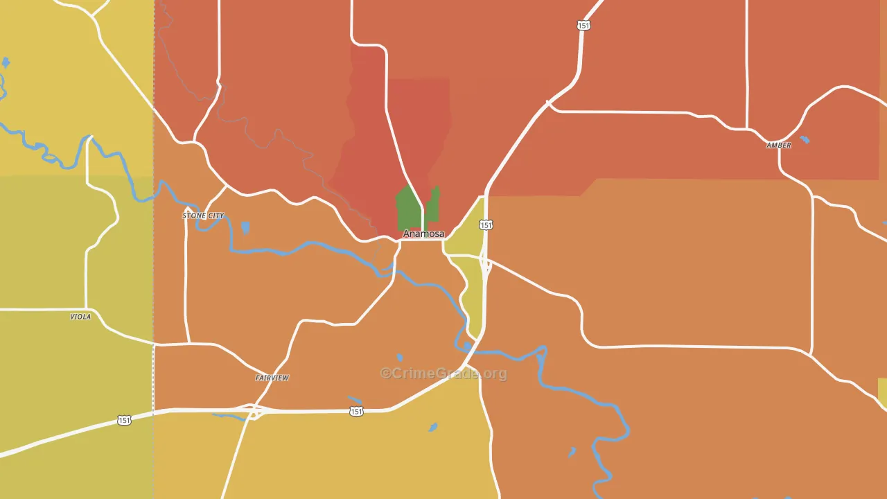 Anamosa, IA Map of Robbery Rates