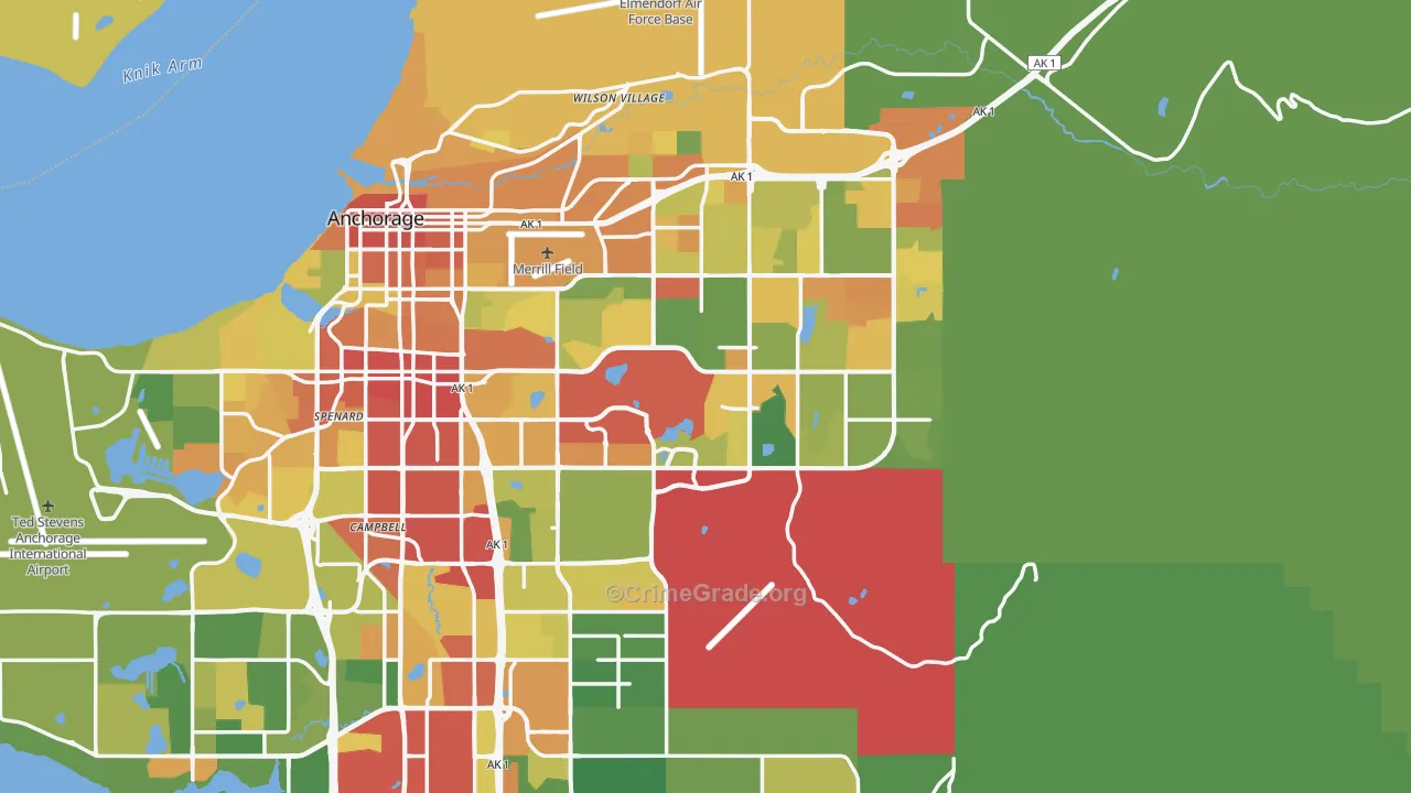 Anchorage Municipality, AK Map of Robbery Rates
